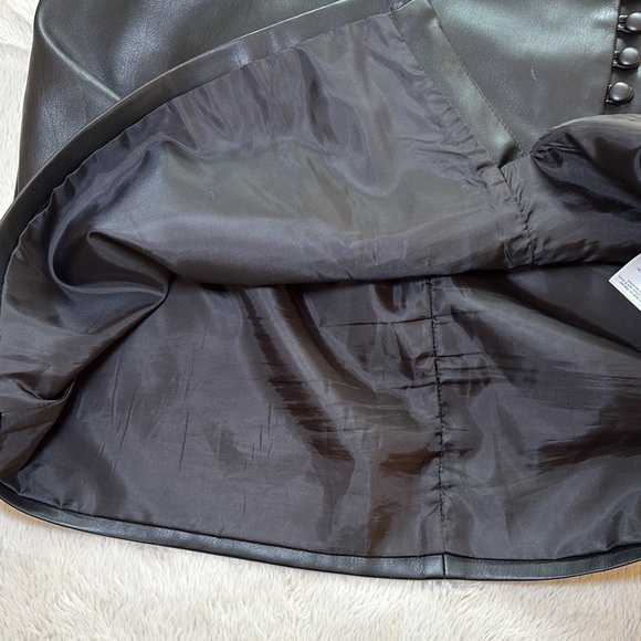River Island Charcoal Faux Leather Mini Skirt with Button Accents - Picture 6 of 8